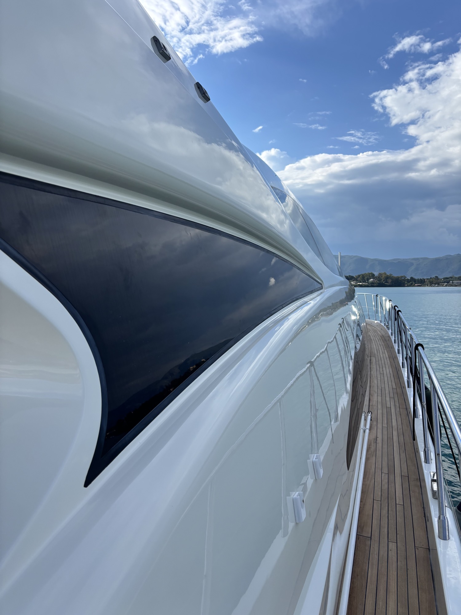 White yacht after high-end painting